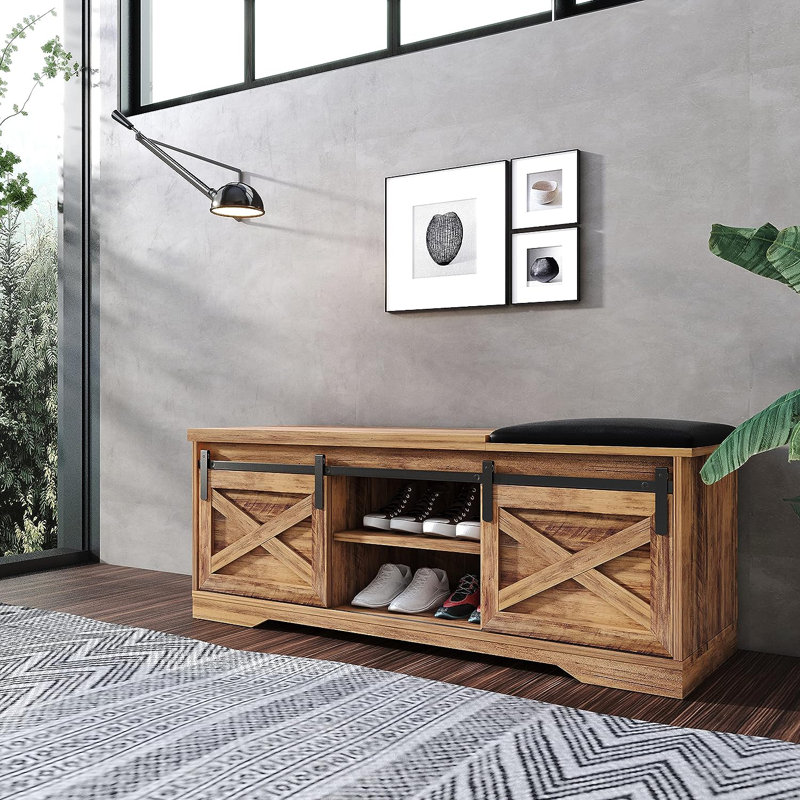 Banc de rangement pour chaussures Dova, Brun