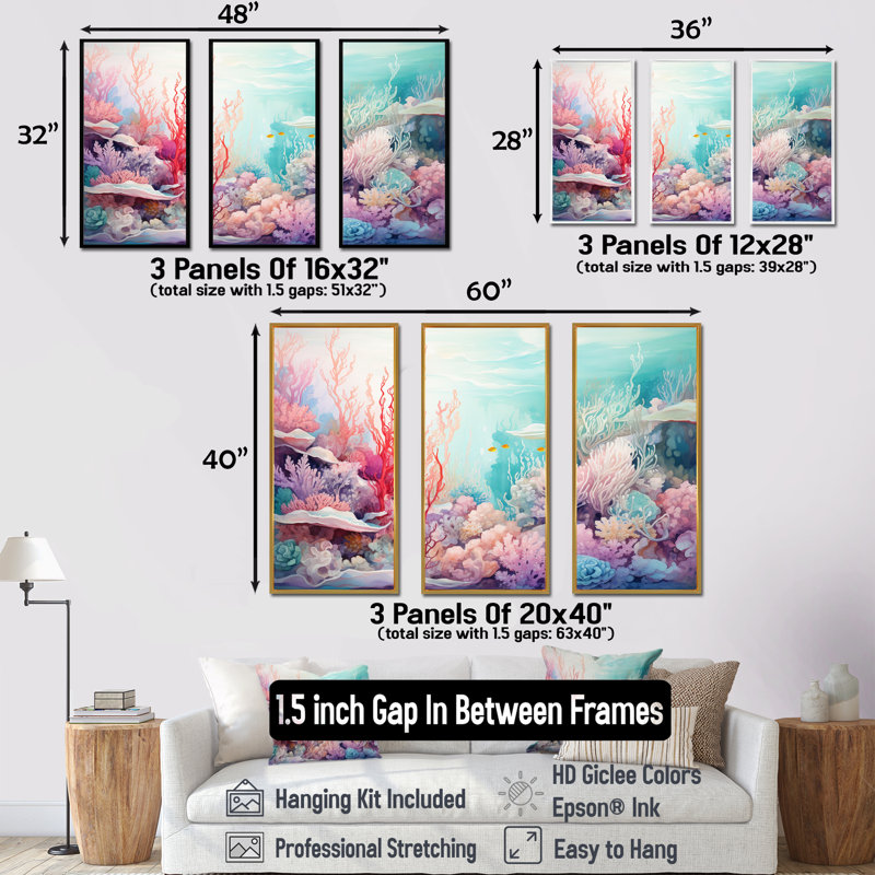 Underwater Coral Symphony II - Coastal Coral Under Water, impression d'art mural, Cadre flottant noir