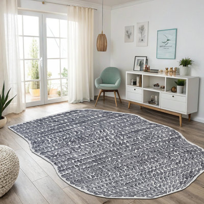 (5 pi x 8 pi) Tapis en laine touffeté à la main avec dossier en latex, tapis antidérapant