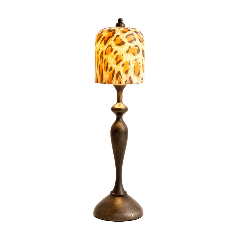 Lampe de table sculpturale en forme de gourde avec abat-jour en céramique et base en bronze antique
