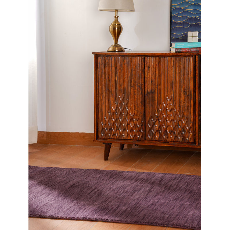 Tapis de couloir en laine nouée à la main Manns, Mauve, Tapis de couloir 2 pi 6 po x 10 pi