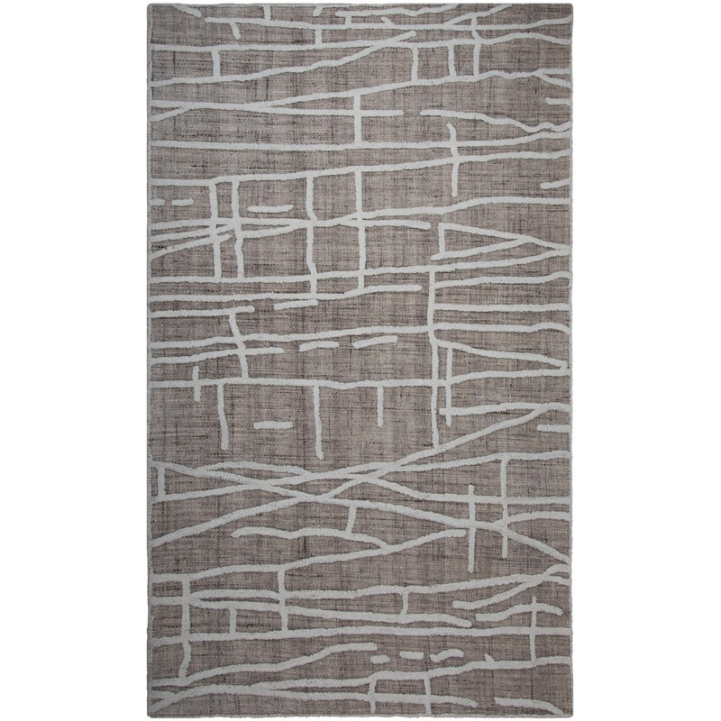 Tapis 100% laine touffeté à la main, Rectangle 5 pi x 7 pi 6 po