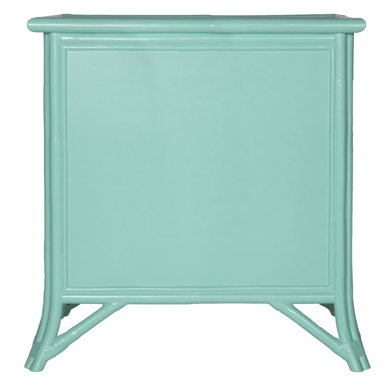 1 - Drawer Rattan Nightstand, Turquoise