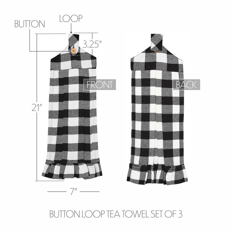 Serviette de cuisine à carreaux Annie Buffalo, Noir / blanc