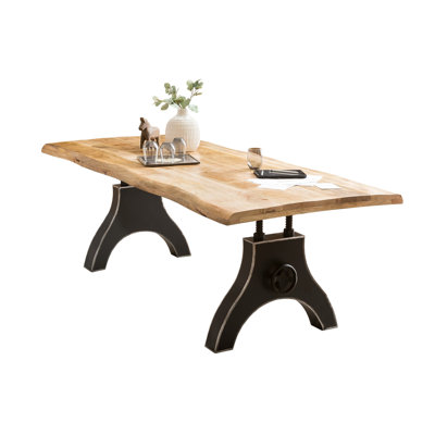 Annesa Solid Wood Top Metal Base Dining Table