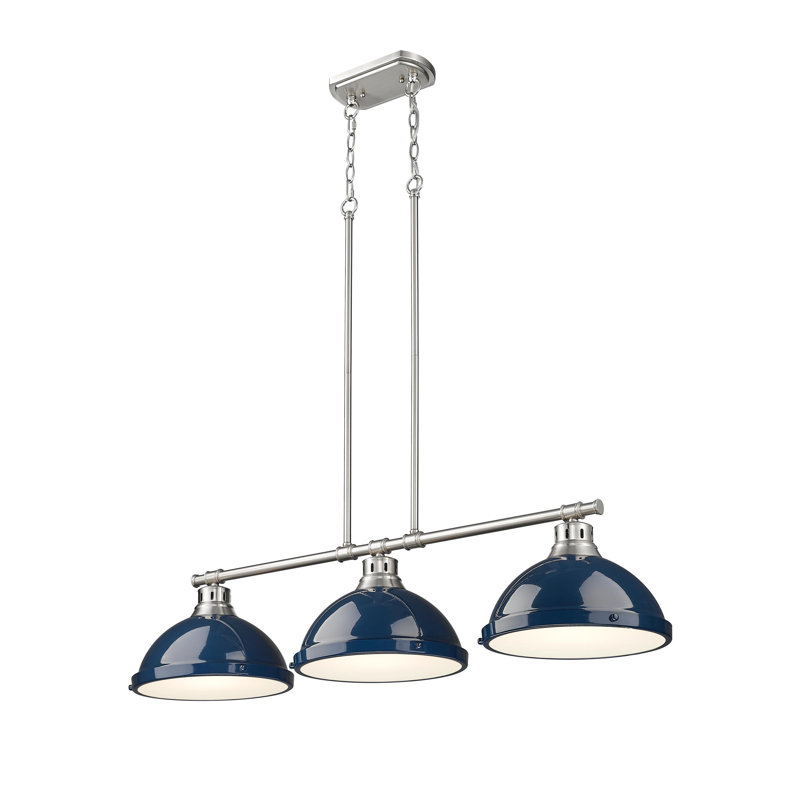 Laramy 3-Light Linear Pendant, Pewter, Matte Navy