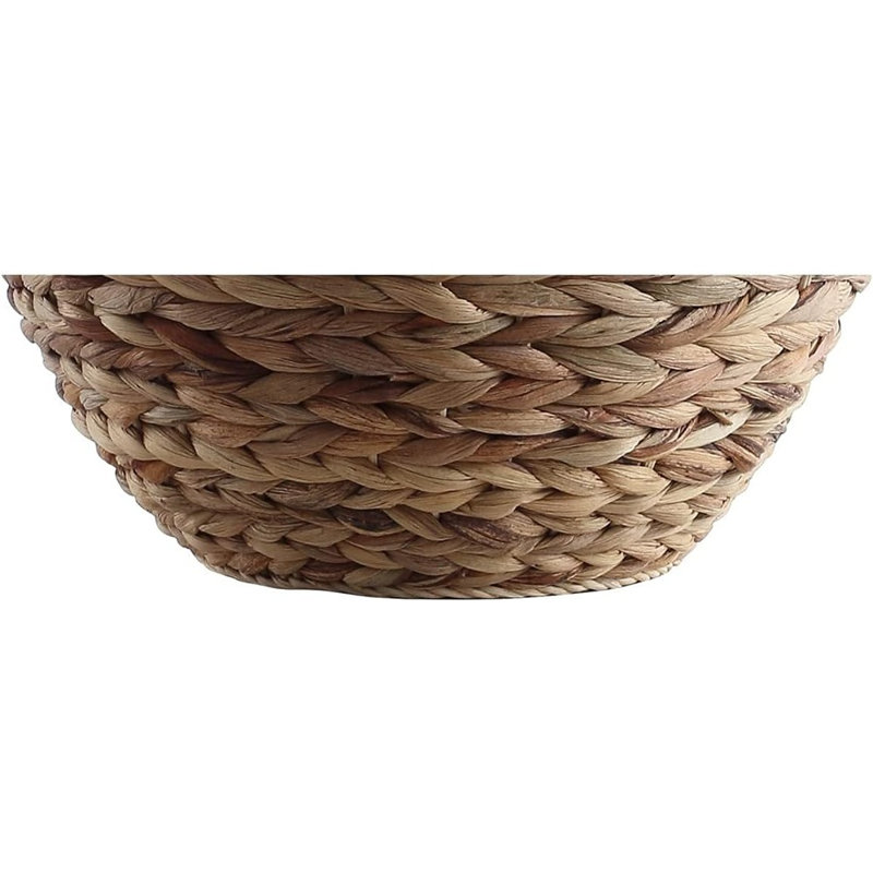 Lampe de table en jacinthe d'eau tissée avec abat-jour tambour en lin, décor côtier naturel de campagne, ampoule DEL incluse, interrupteur rotatif