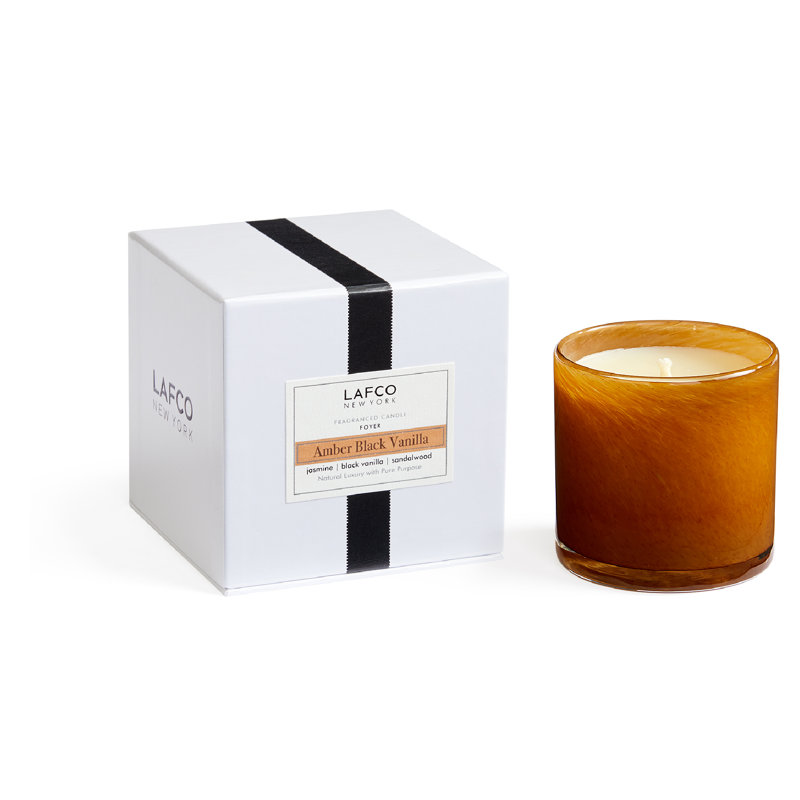 Amber Black Vanilla Scented Jar Candle, 3" H x 3" W x 3" D
