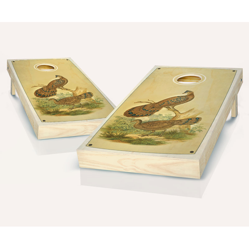 Ensemble de cornhole en bois massif teinté rétro 2 'x 4' avec sacs, Rouge / noir