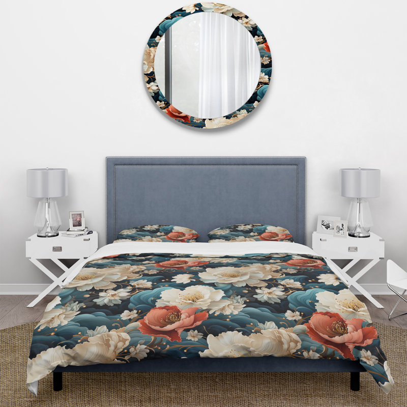 Ensemble de housse de couette Kimono Whispers IV - Floral, Housse de couette pour très grand lit et 2 très