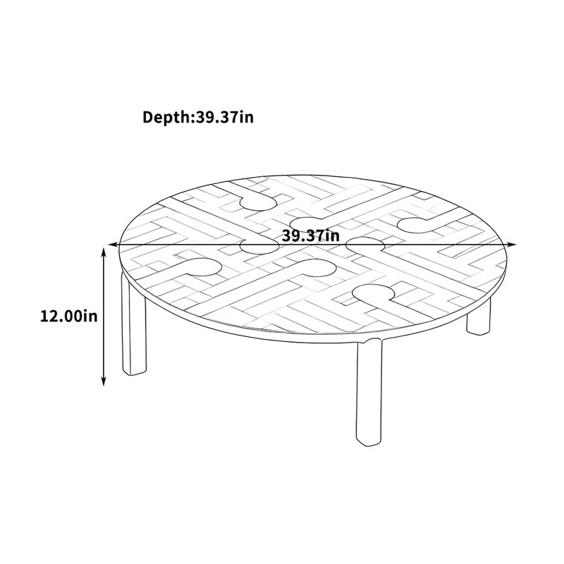 Solid Ash Wood Coffee Table with Tall Legs