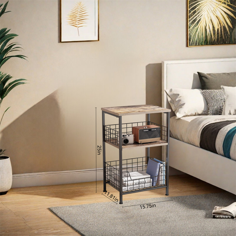 Versatile Bedside Table – Perfect For Living Room, Bedroom & Office, Black/Brown