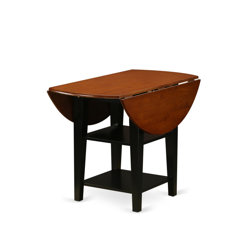 L'ensemble de table de cuisine 5 pièces pour 4 personnes comprend une table de salle à manger ronde avec Dropleaf et des tablettes et 4 chaises, noir et cerise