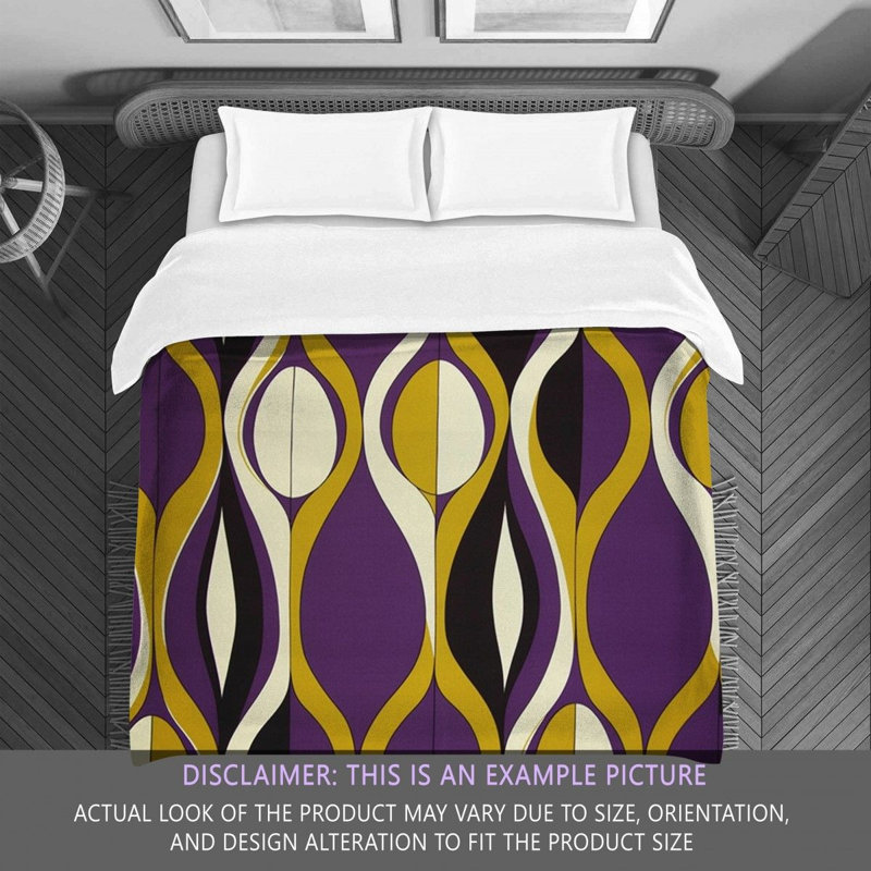 Funky Bedding, Queen Comforter, Purple/Yellow Abstract