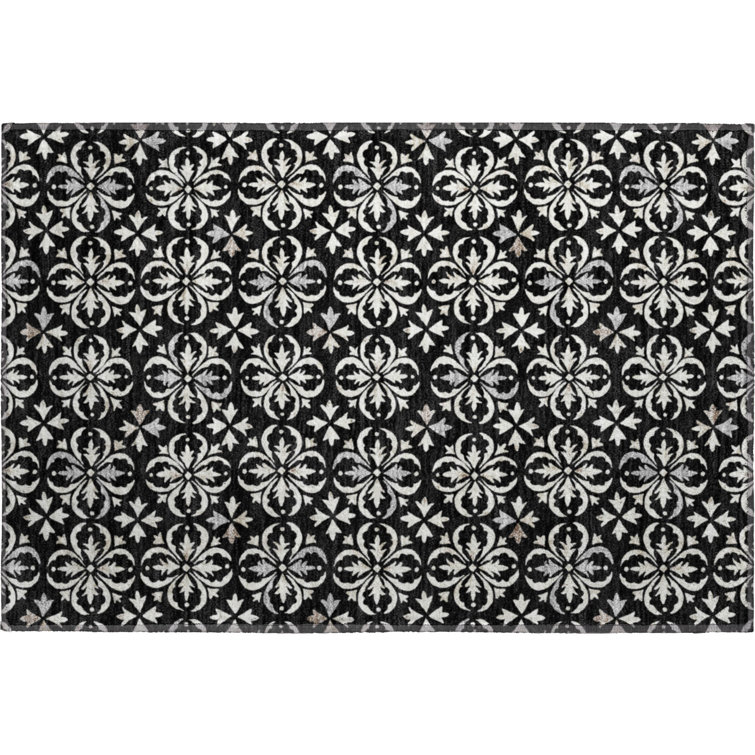 Premium Machine Washable Prisco Black Rug