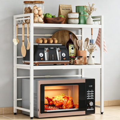 Expandable Microwave Stand 3 Tier Metal Kitchen Countertop Organizer Shelf