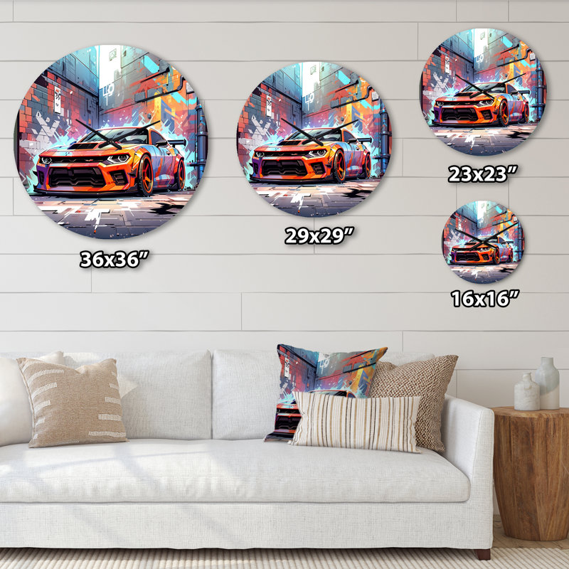 Horloge murale Graffiti Muscle Car III - Car Muscle Car, Moyenne