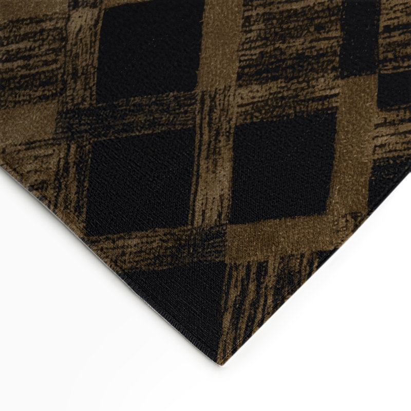 Tapis intérieur / extérieur noir à carreaux, Rectangulaire 3 pi x 5 pi