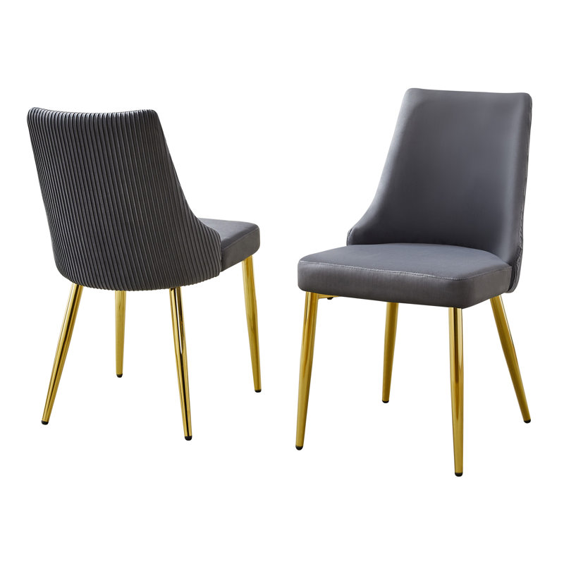 Chaises d'appoint rembourrées en velours avec dossier plissé, Gris