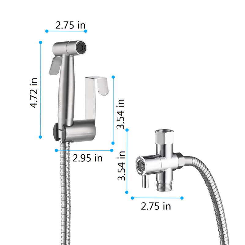 Toilet Handheld Bidet Spray - Corrosion Hygiene Enhancement Silver Metal For Construction