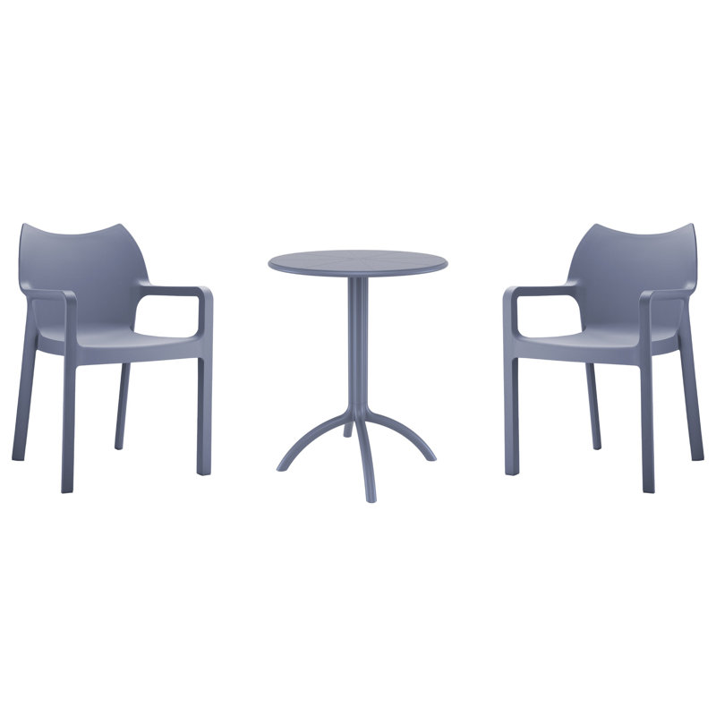 Ensemble bistro 23,6 po Adrian pour 2 personnes, Gris