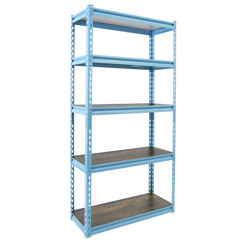Omere Iron Height -Adjustable Shelving Unit, Blue, 72" H x 36" W x 18" D