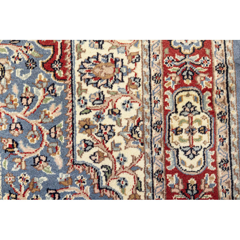 Hand-Knotted High-Quality Blue and Rust Area Rug
