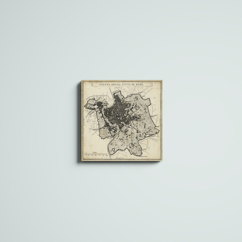 «City Plan of Rome», peinture sur toile, H 20 po x l 20 po