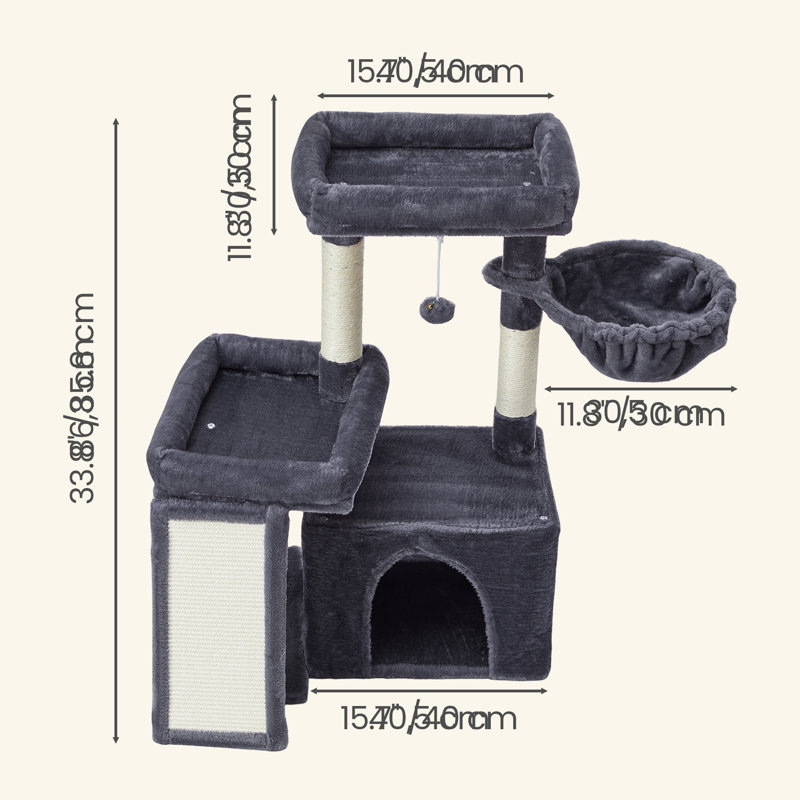 90cm H Cat Tree, Dark Grey