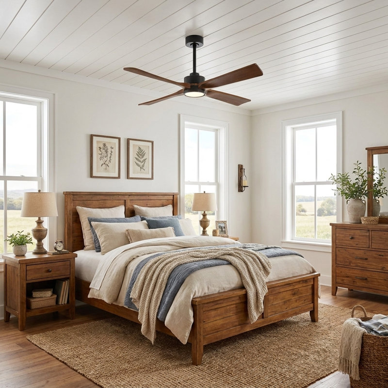 42in Solid Wood Ceiling Fan With Light, Smart Control Led Ceiling Fan, 3 Color Temperatures, Quiet Reversible Dc Motor, Ceiling Fan With Remote & App Control For Bedroom, Living Room & Large Rooms