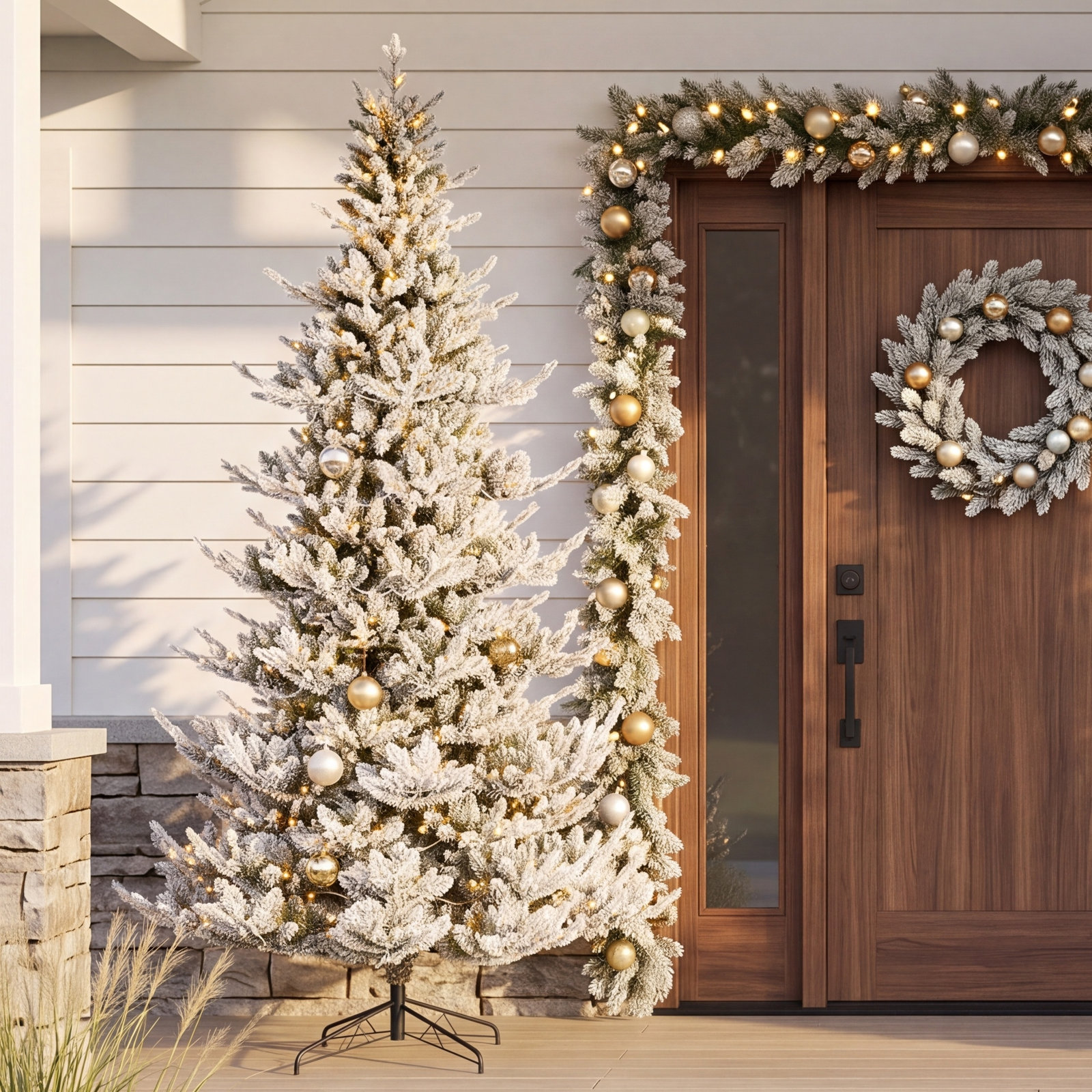 Slim Frosted Pre-Lit Fir Christmas Tree, 9'