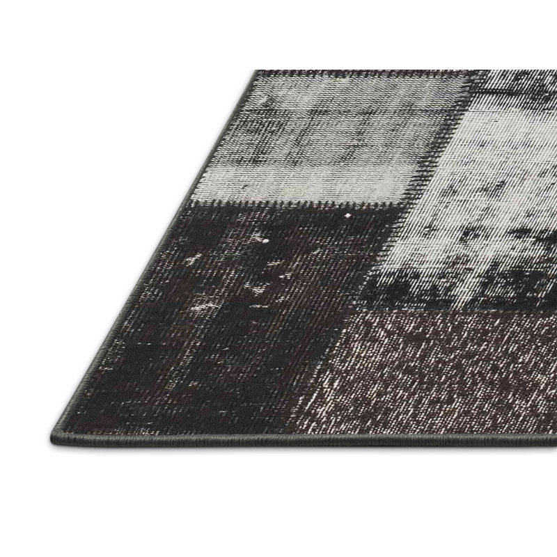 Tapis noir/gris zone contemporaine, Rectangle 5 pi x 7 pi