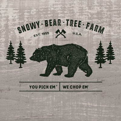 Snowy Bear Tree Farm Pallet Wood - Wrapped Canvas Print
