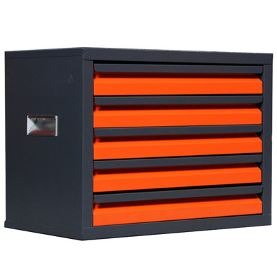Drill Bit Organizer With 5 Drawers, Cement Grey, Abs + Steel Material, 15.7"L X 9.4"W 12.0"H, Stackable Design For Saving Space In Workshops Organizer, Steel, Design, Storage, Work Areas