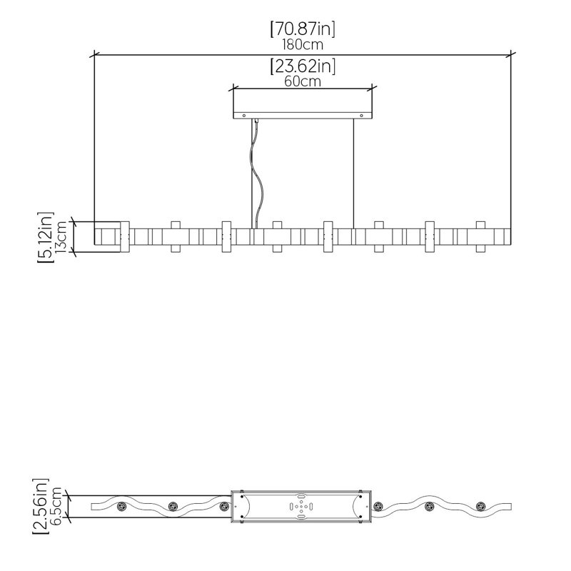 Luminaire suspendu Flow Accord, Or biologique, H 5,31 po x l 70,87 po x P 4,33 po, 16