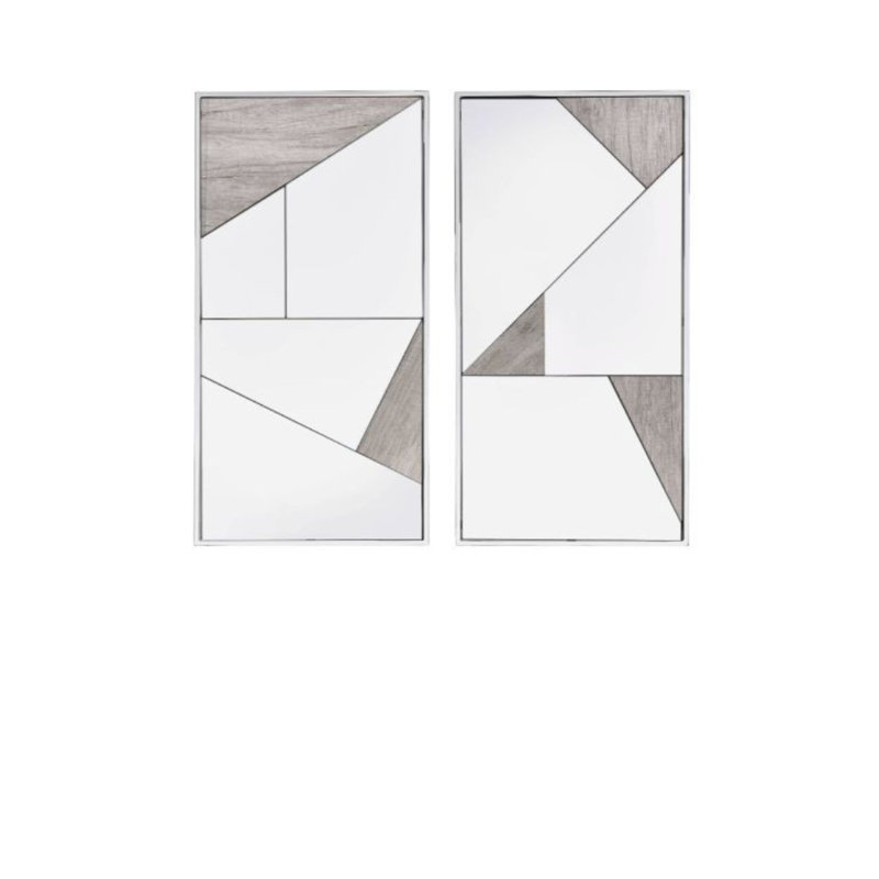 Ensemble de deux miroirs d'appoint encadrés chrome et naturel