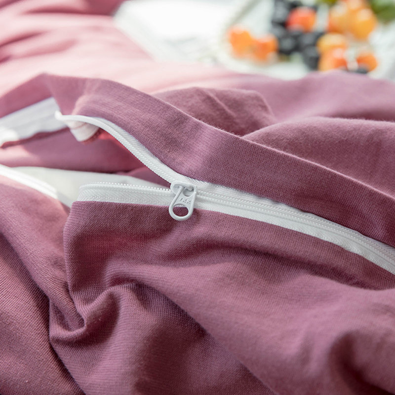 Ensemble de housse de couette 100% coton VCLIFE, Housse de couette grand et 2 taies d'oreiller stan, Mauve-rose