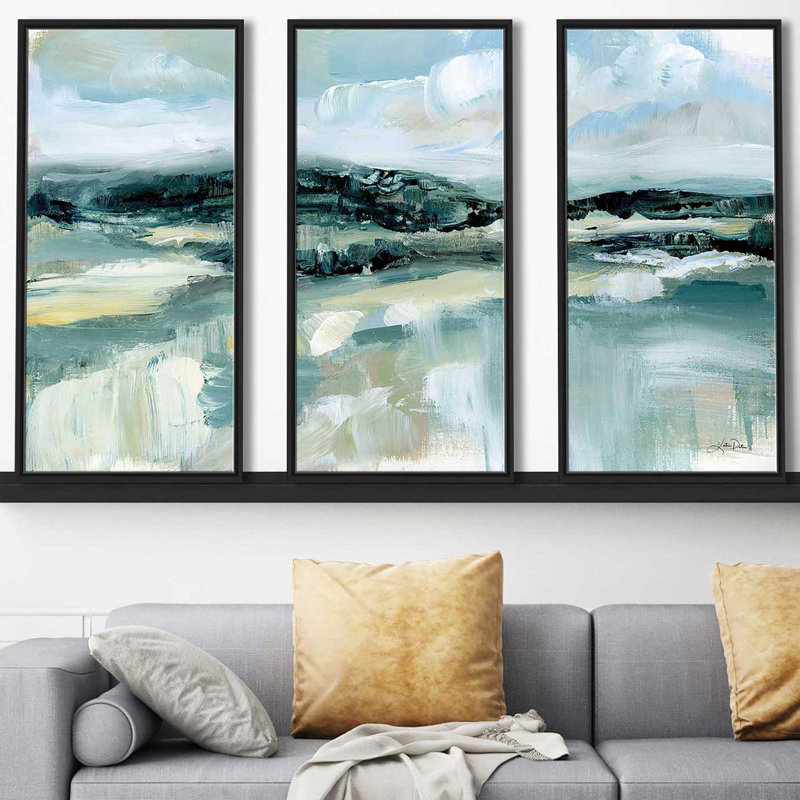 «Clouds At Hilltop» par Katrina Pete, peinture sur toile flottante 3 pièces, L 52,5 po x H 33,5 po