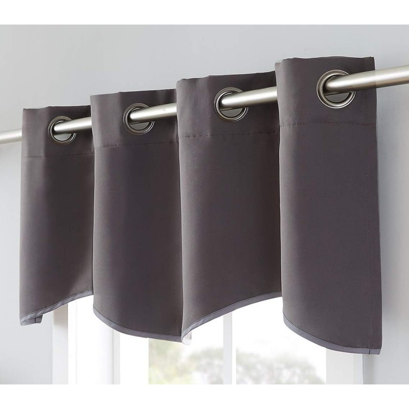 Écharpe festonnée festonnée avec 8 œillets. Les cantonnières de cuisine sont offertes en 5 couleurs, Gris anthracite