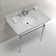 Edwardian Ceramic Rectangular Console Bathroom Sink with Overflow