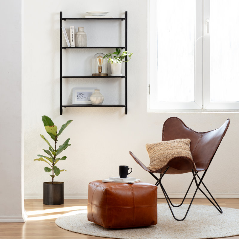 Phantom Solid Wood and Metal Floating Shelf, Black