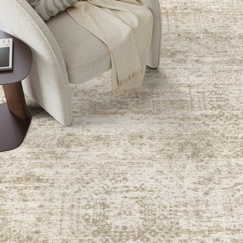 Tapis persan lavable délavé, Rectangulaire 8 pi x 10 pi, Beige