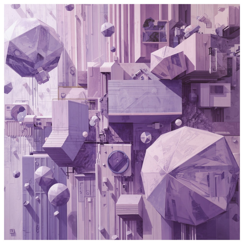 Édredon à motif géométrique mauve, Très grand lit