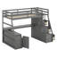 Lit mezzanine avec tiroirs, tablettes et bureau-533207086