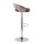 Tabouret de bar réglable avec pivot en métal chromé, bois et similicuir avec repose-pieds ovale
