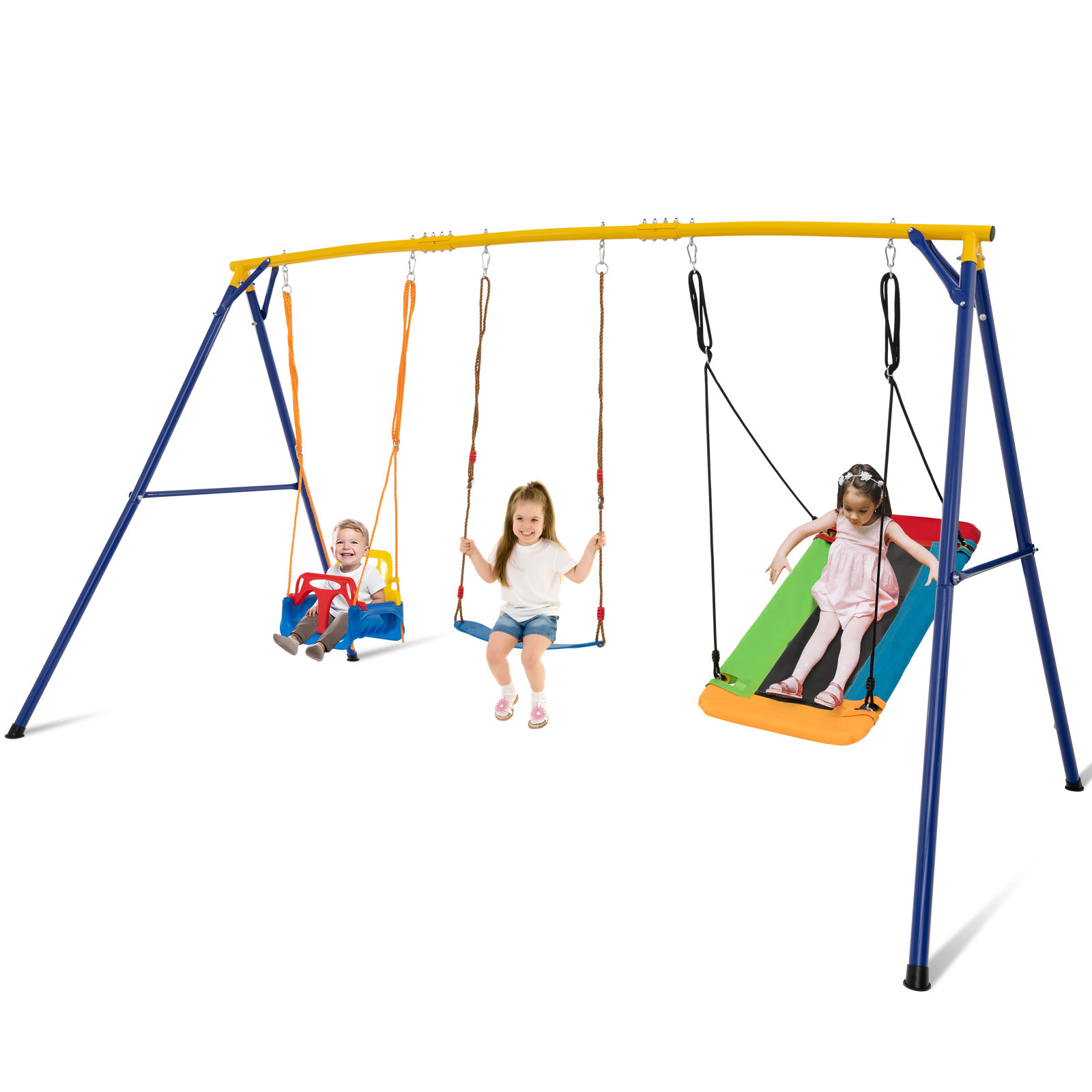 Freeport Park Steel Swing Set with 3 Swing(s) | Wayfair.co.uk