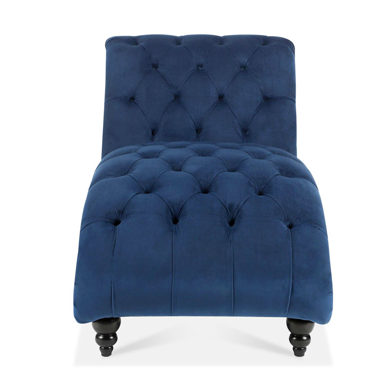Méridienne capitonnée en velours de 27,26 po Dianthe, Bleu