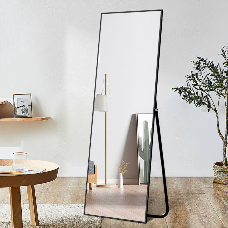Clift Metal Flat Floor Mirror, Black