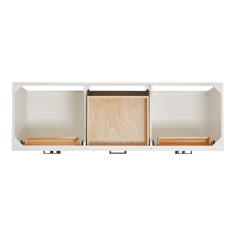 Hepburn 66'' Double Bathroom Vanity Base Only, Matte Black, White