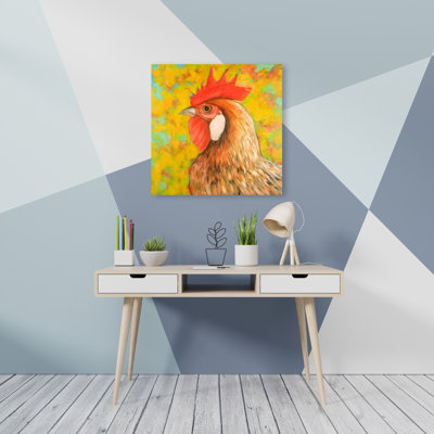 Toile de poulet colorée - décor de ferme de cuisine jaune